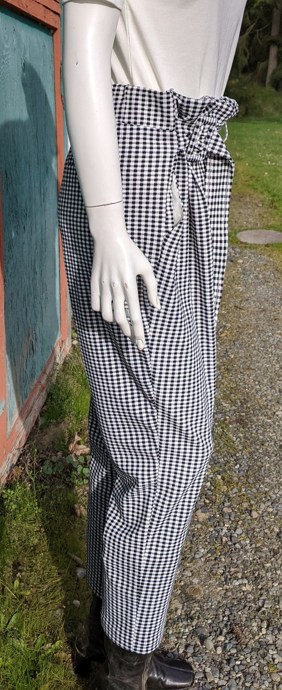 Vintage Trousers Black and White Country Plaid W/… - image 2