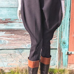 Vintage Black Jodhpur Riding Breech with Flare Leg and foot Strap – 1940s