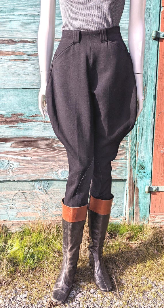 glamb　Fred check jodhpurs-(GB0418-P08) Vintage Black Jodhpur Riding Breech With Flare Leg and Foot
