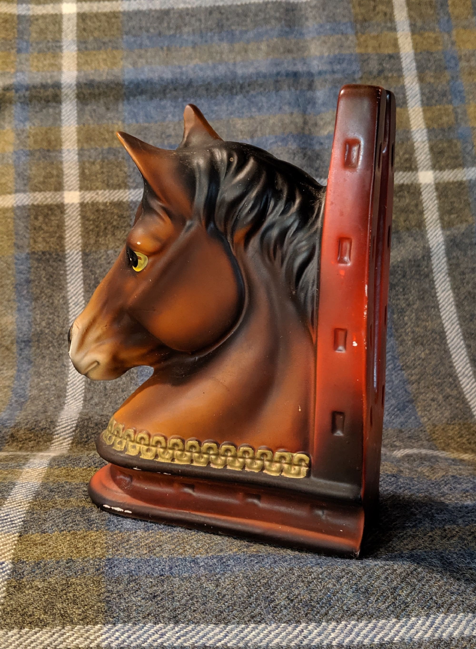 Vintage Bookend Horse Head with Shoe Porcelain Single 1950s