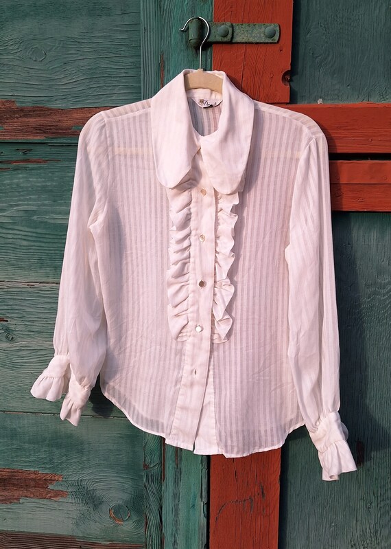 Vintage Blouse Ruffle Front Equestrian Dunwoodie … - image 6