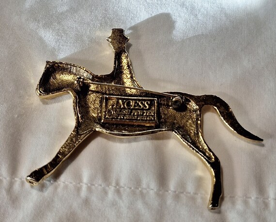 Vintage Pin Fox Hunter English Pewter Goldtone-19… - image 3