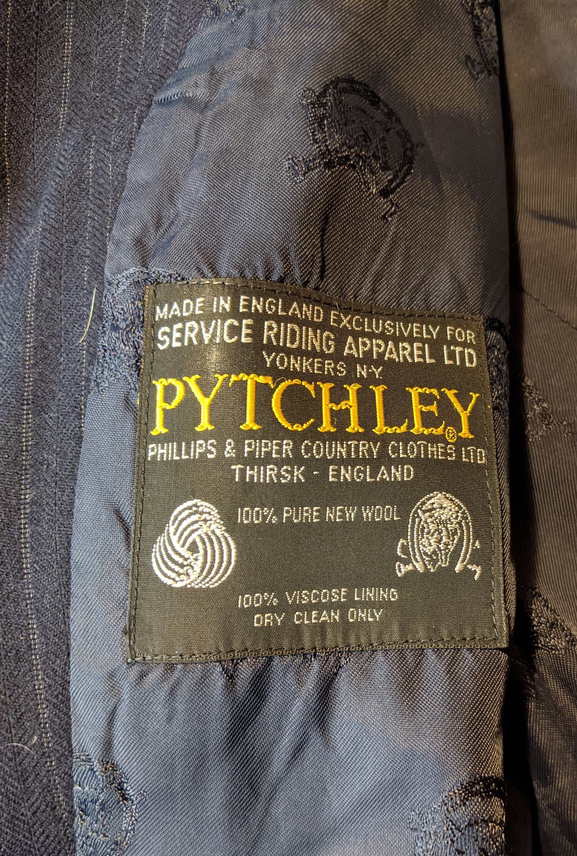 Vintage Hunt Coat Pytchley Navy Pinstripe Riding – 1980s