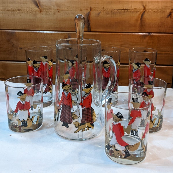 Glass Fox Hunt Glasses Etsy