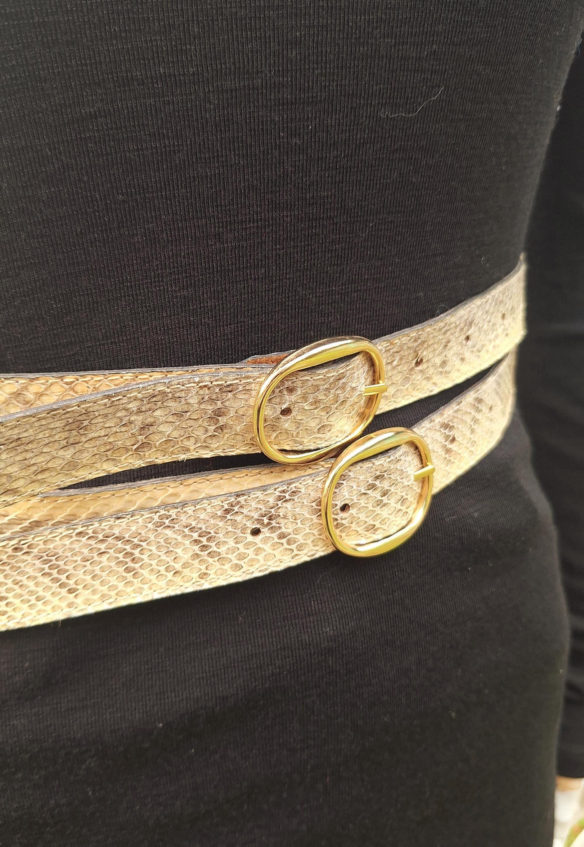 ヴィンテージ スネークスキン ベルト ワイド ダブルストラップ