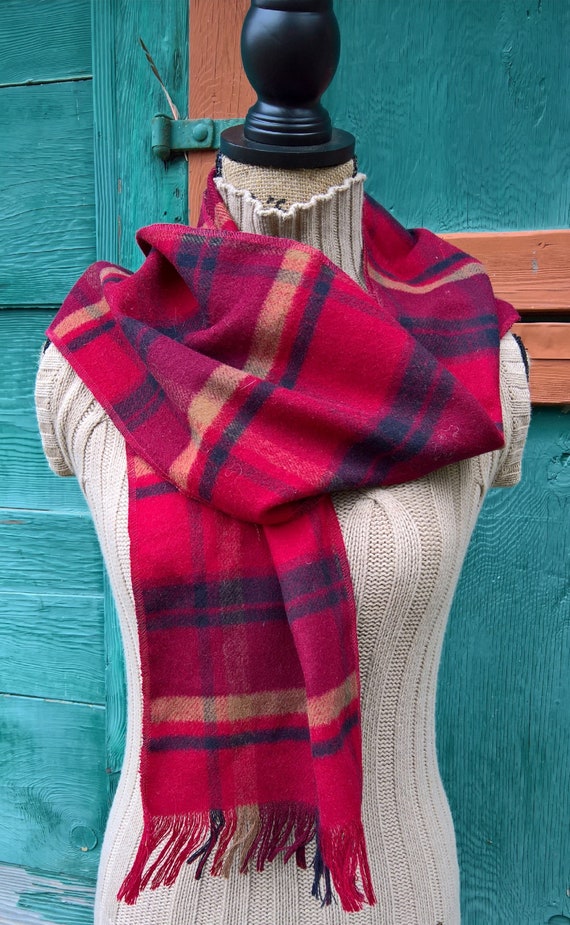 Vintage Scarf Plaid Blanket Wool Winter