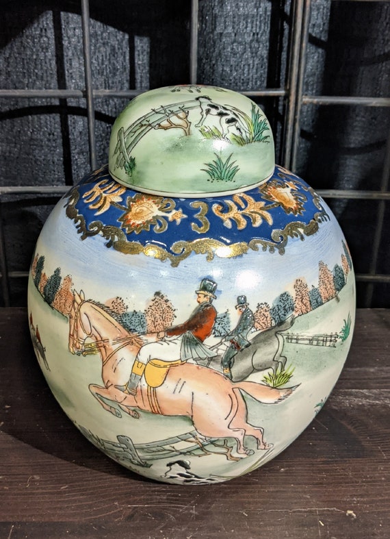 Vintage Bell Jar WBI Porcelain Fox Hunters – 1960s