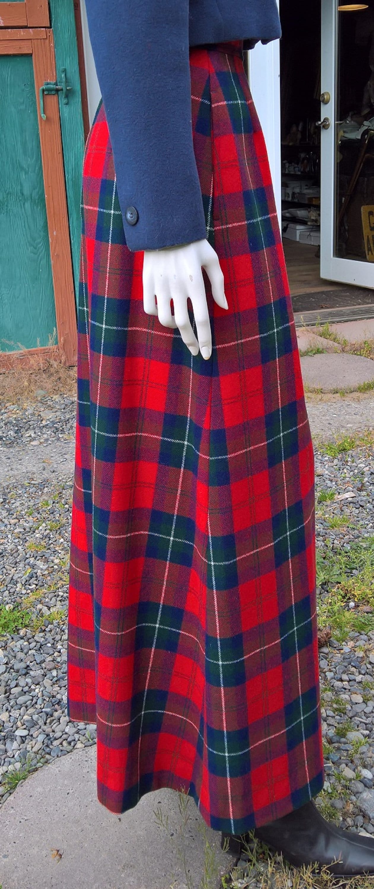 Vintage Skirt Long Pendleton Red Tartan Full Length