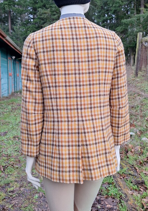 Vintage Jacket Wool Autumn Tattersall with Silk l… - image 4