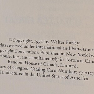 Publication page showing a book's copyright page, including the copyright symbol, the year 1957, and the author's name, Walter Farley. The text also mentions the publisher, Random House, and the Library of Congress Catalog Card Number.