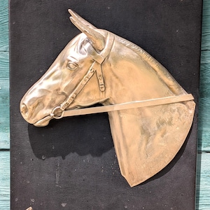 Vintage Dimensional Horse Art Plaque Pewter Spain – 1970s