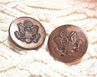 Antique Bridle Rosettes WWI US Military Cavalry Brass Eagle -1915