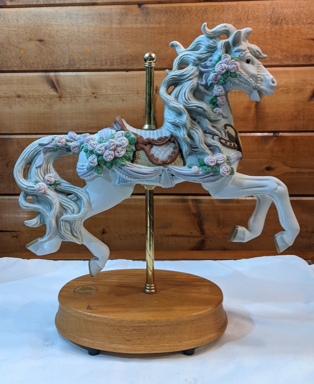 Vintage Tabletop Carousel Horse Porcelain Music Box Shadowfax Etsy