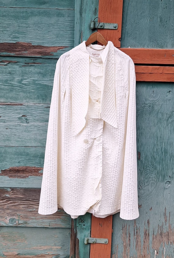 Vintage Rain Cape/Coat/Cloak Ribbed with Scarf Co… - image 7