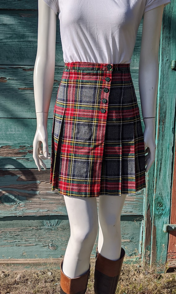 Vintage Skirt Plaid School Girl Paris Pleated – 1… - image 1