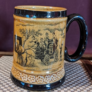 Vintage Porzellan Tasse Viktorianische Kutsche Bernstein – 1940er Jahre besetzt Japan