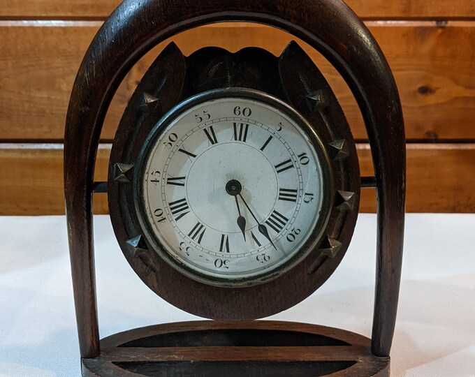 Vintage Gold Tone Metal Cowboy Clock and Horse Clock Topper Equestrian