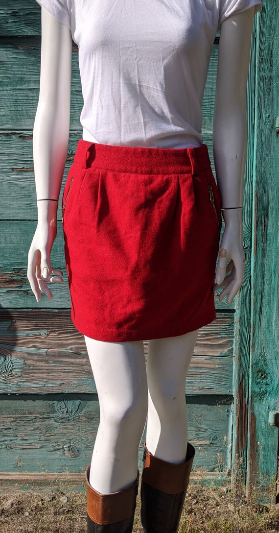 Vintage Skirt Hunt Club Red W/Stirrup Zipper Pull… - image 1