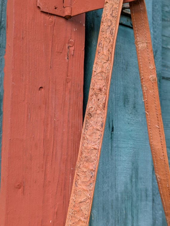 Vintage Handbag Structured Python Leather with Ad… - image 7