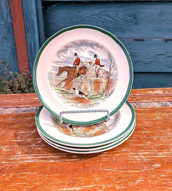 Spode, Herring Hunt, The Hunt (Green, Scalloped) | Replacements