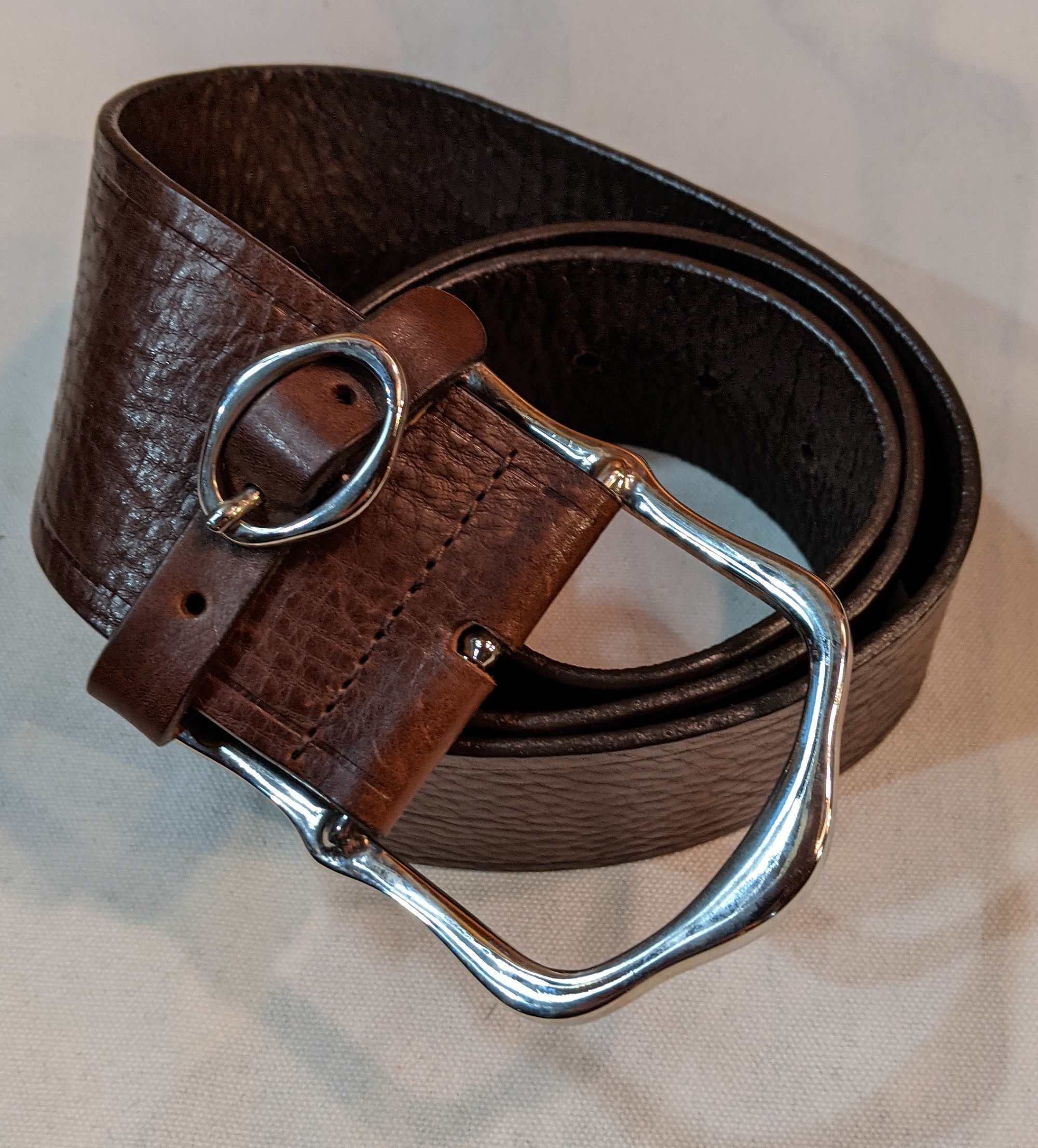 Vintage Belt Wide Leather With Bridle Strap Keeper Italy - Etsy