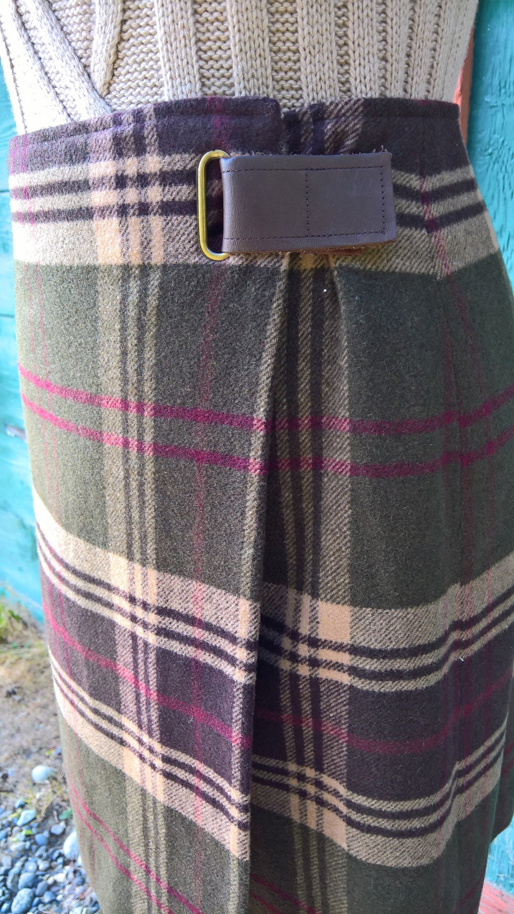 Vintage Skirt Wrap Plaid Blanket Wool