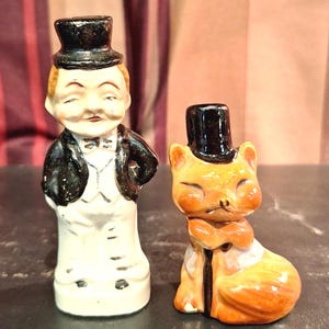 Set sale e pepe vintage, volpe ben vestita e gentiluomo bifacciale - anni '30