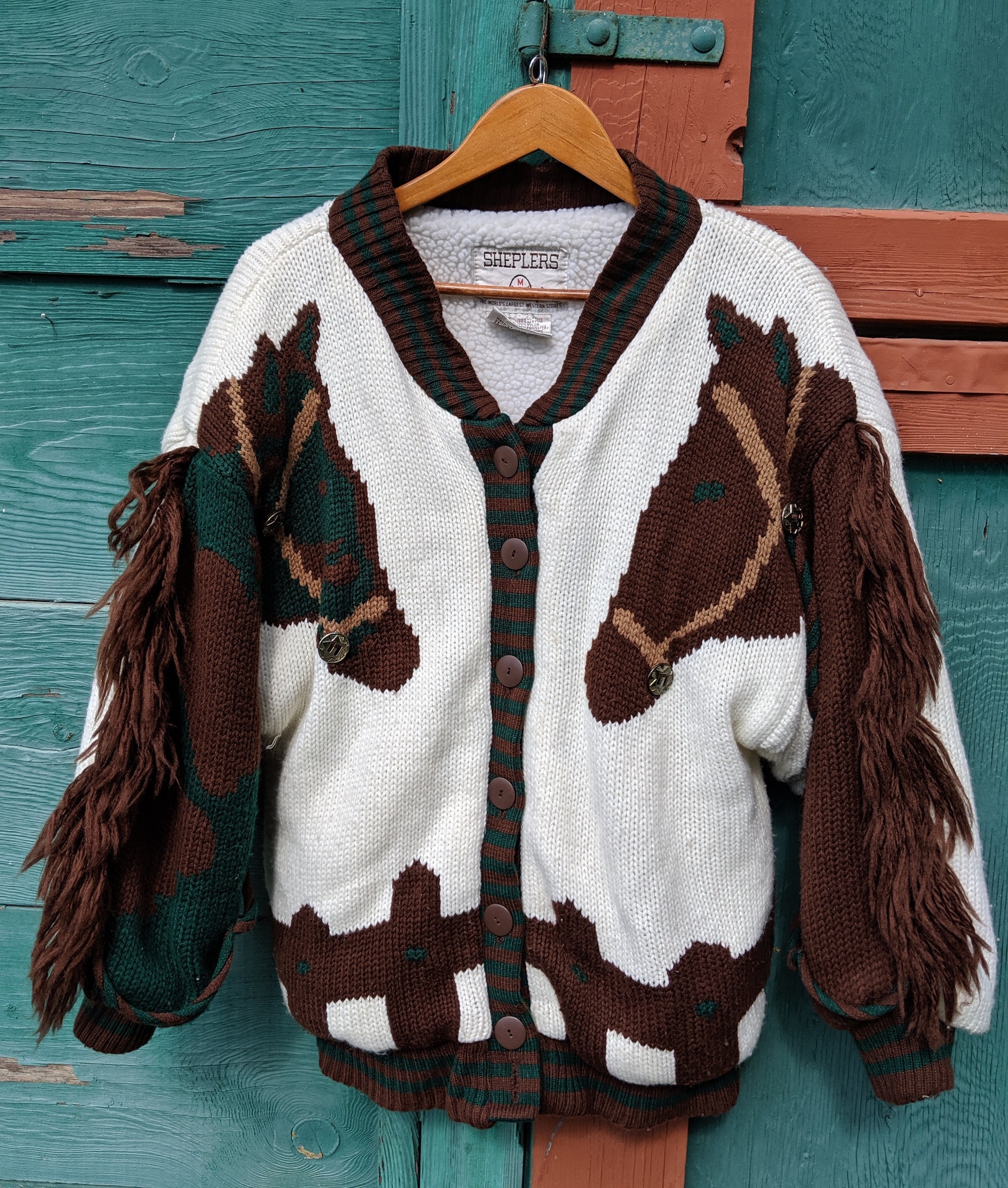 Vintage Sheplers Horse Head-Sleeved Oversized Cardigan