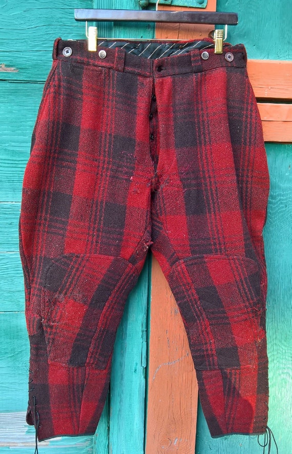 Vintage Breeches Mens FieldMaster Wool Buffalo Pla