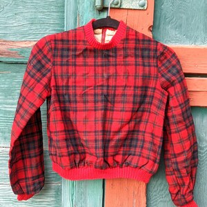 Vintage kindertrui geruite wollen hacking sweater, maat XXS – jaren 1930
