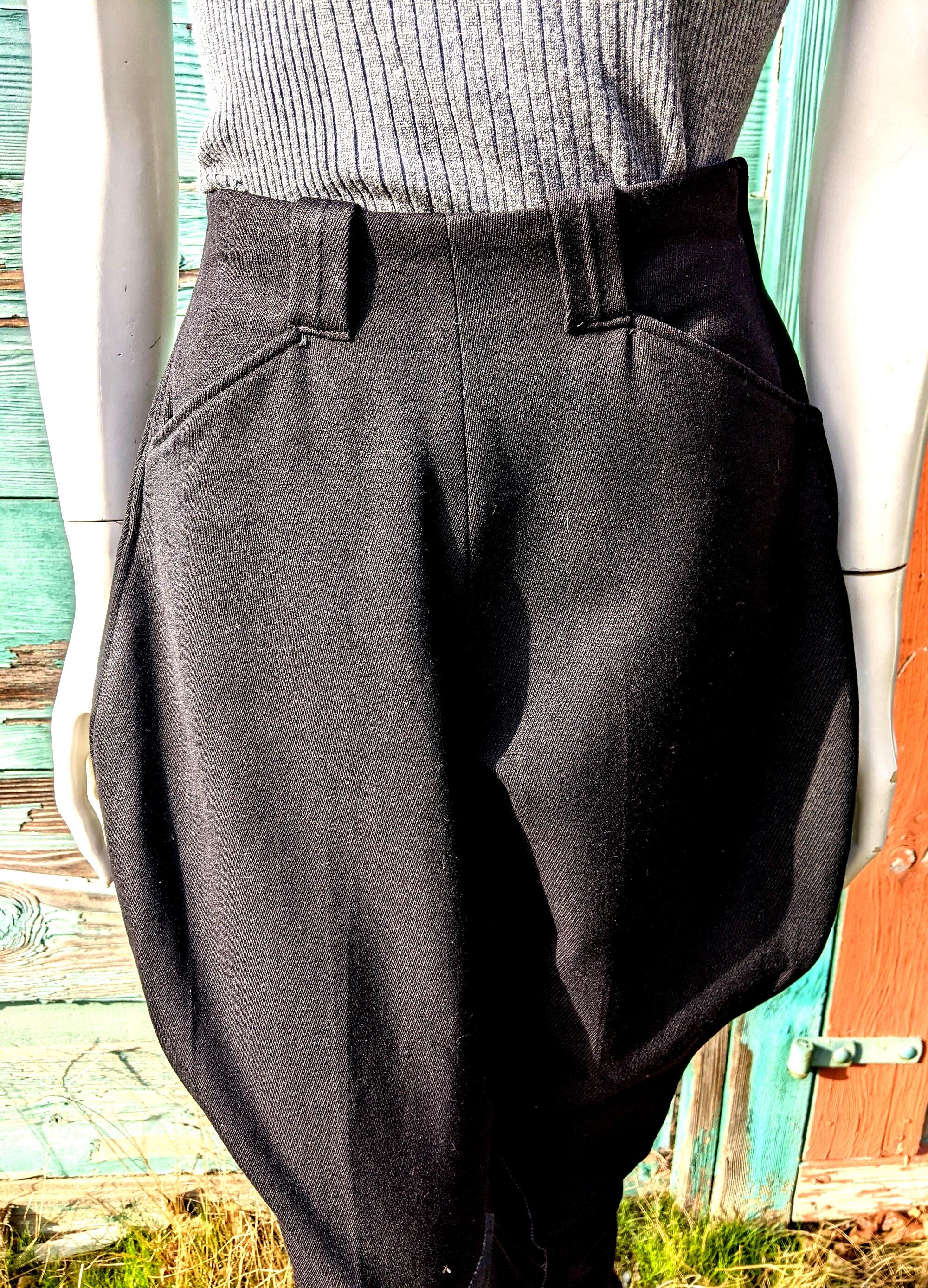 Vintage Black Jodhpur Riding Breech With Flare Leg and Foot