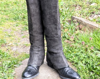 Vintage, wysokie, czarne oficerki z zamszową podeszwą Gator Styling Pliner – lata 90.