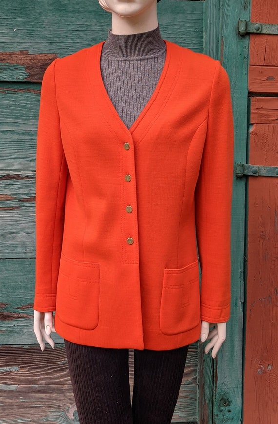 Vintage Cardigan Vibrant Orange Butte Knit – 1970s