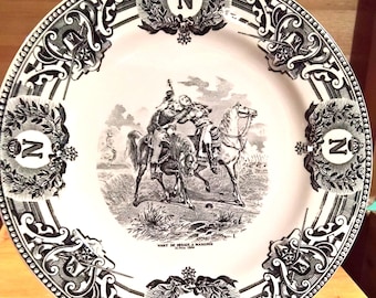Vintage Plate Napoleon Equestrian Boch Fes La Louviere Series 1920s