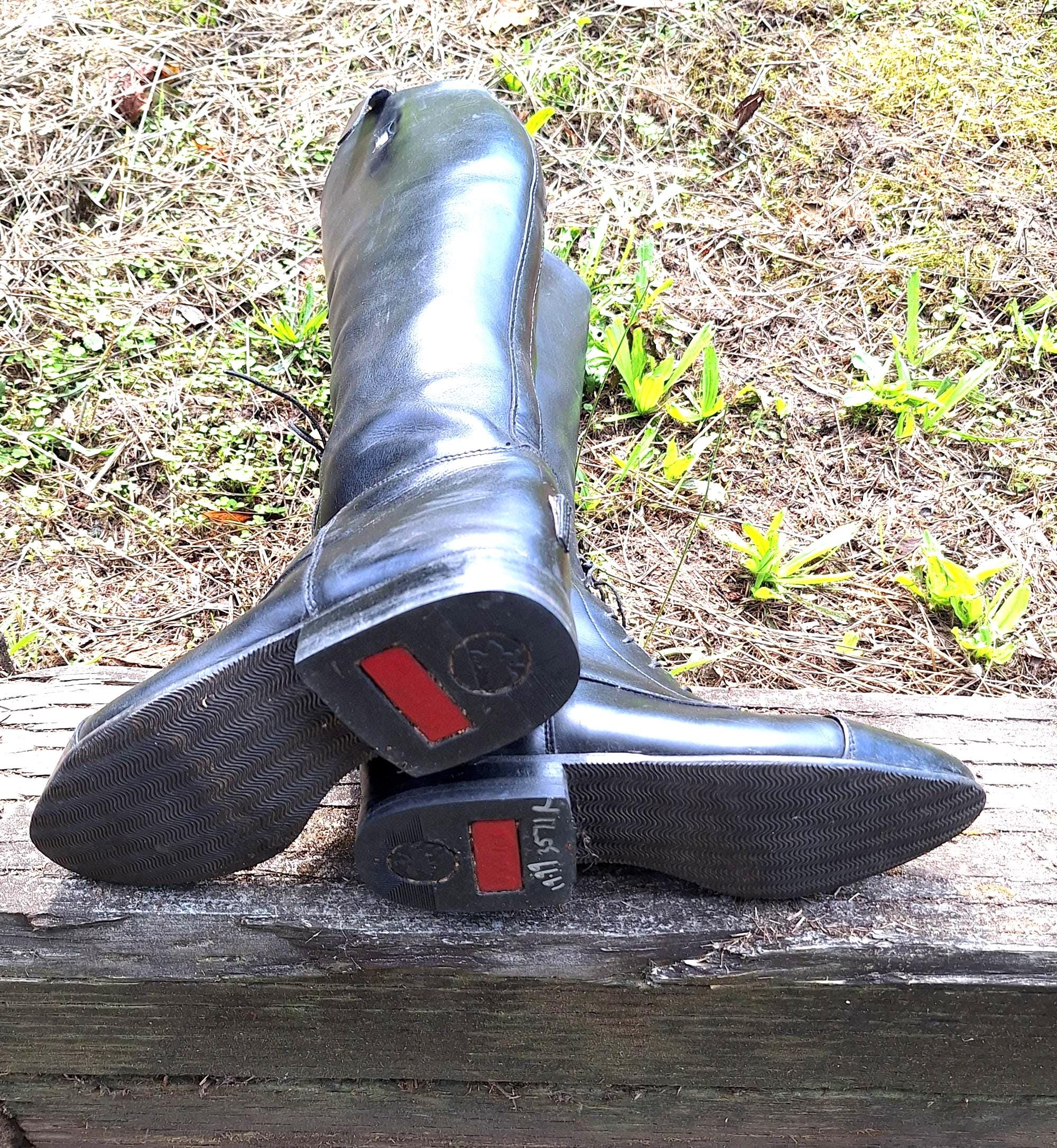 Vintage Konig West Germany Black Leather Equestrian Riding Boots Size German 4 Vintage German Equestrian Riding Boots by Cavallo Black Very  main image 4