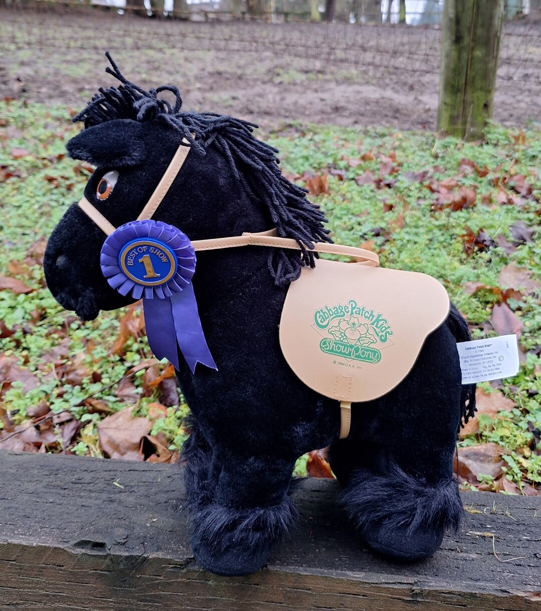 Vintage Cabbage Patch Show Pony Black With Blue Ribbon 1984
