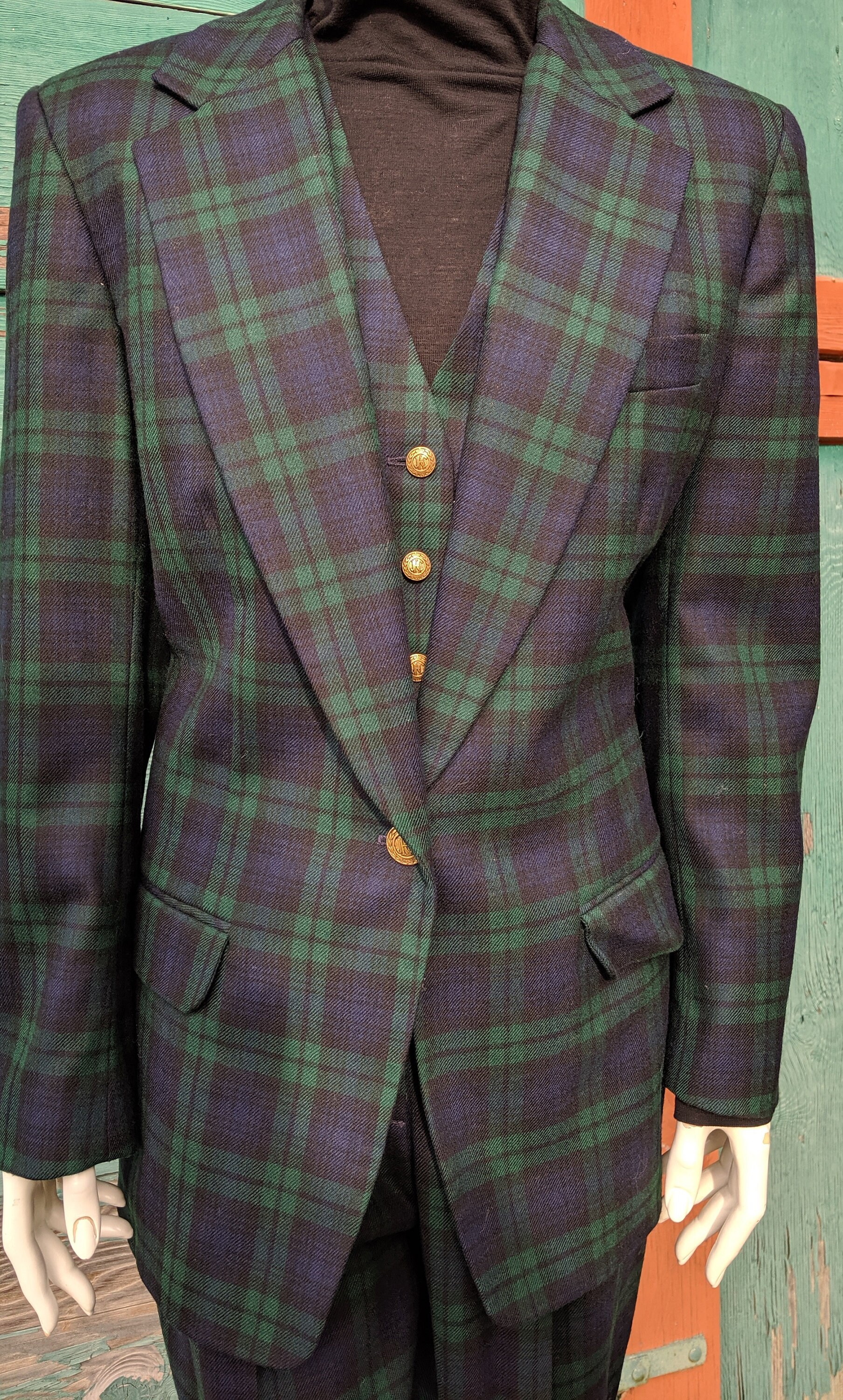 Vintage Suit Tartan 3-piece Wool JH Collectibles