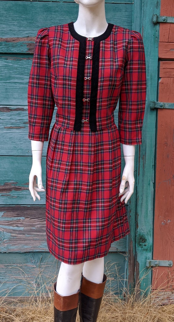 Vintage Dress Miss Darby Red Plaid Connected Jacke
