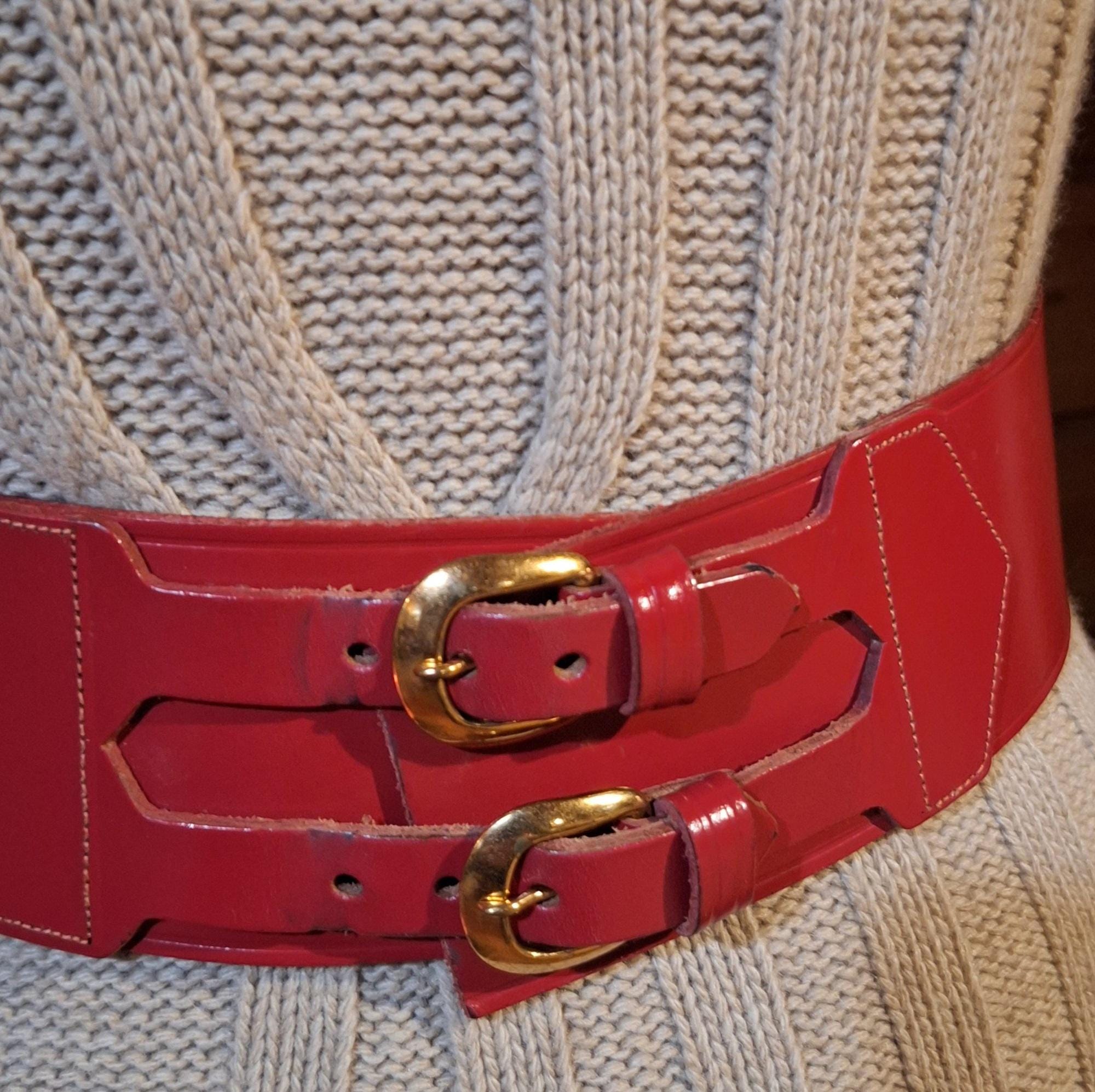 Deadstock Leather Corset Belt - 80's Wide New Wave Red 2024 Leather Belt - New Old Stock - Char Mar Real Leather Belts