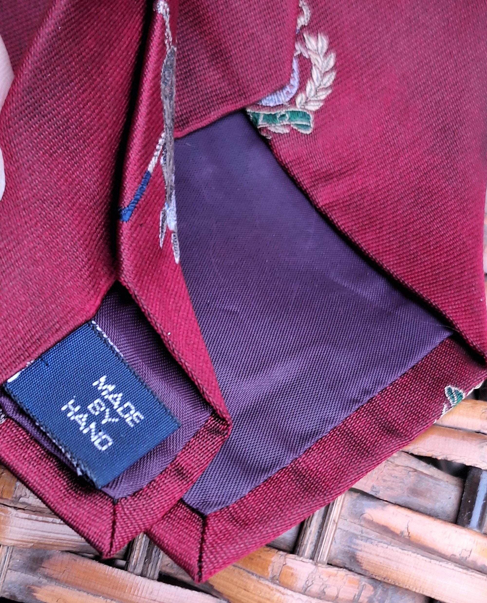 ヴィンテージ シルクネクタイ ポロ ラルフローレン バーガンディ 乗馬