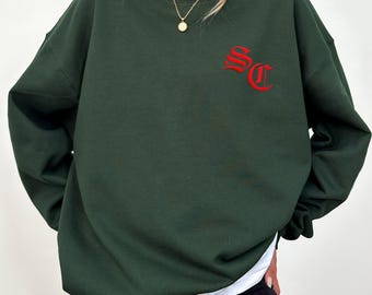 The Santa Clause Film Gesticktes Initialen Sweatshirt Scott Calvin Claus SC Weihnachten Urlaub Vintage Fan Familie Passende Subtle Red Xmas