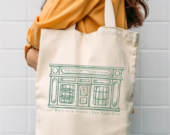 The Shop Around The Corner You&#39;ve Got Mail Cotton Canvas Tote Bag, Nora Ephron 90&#39;s Movie Totebag, Kathleen Kelly Classic NY Shop Tote Bag