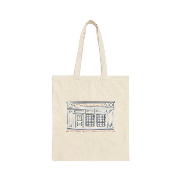 Notting Hill Movie Hugh Grant Julia Roberts The Travel Book Co Shop Cotton Canvas Tote Bag RomCom Movie Lovers Gift Merch Book Reader Gift