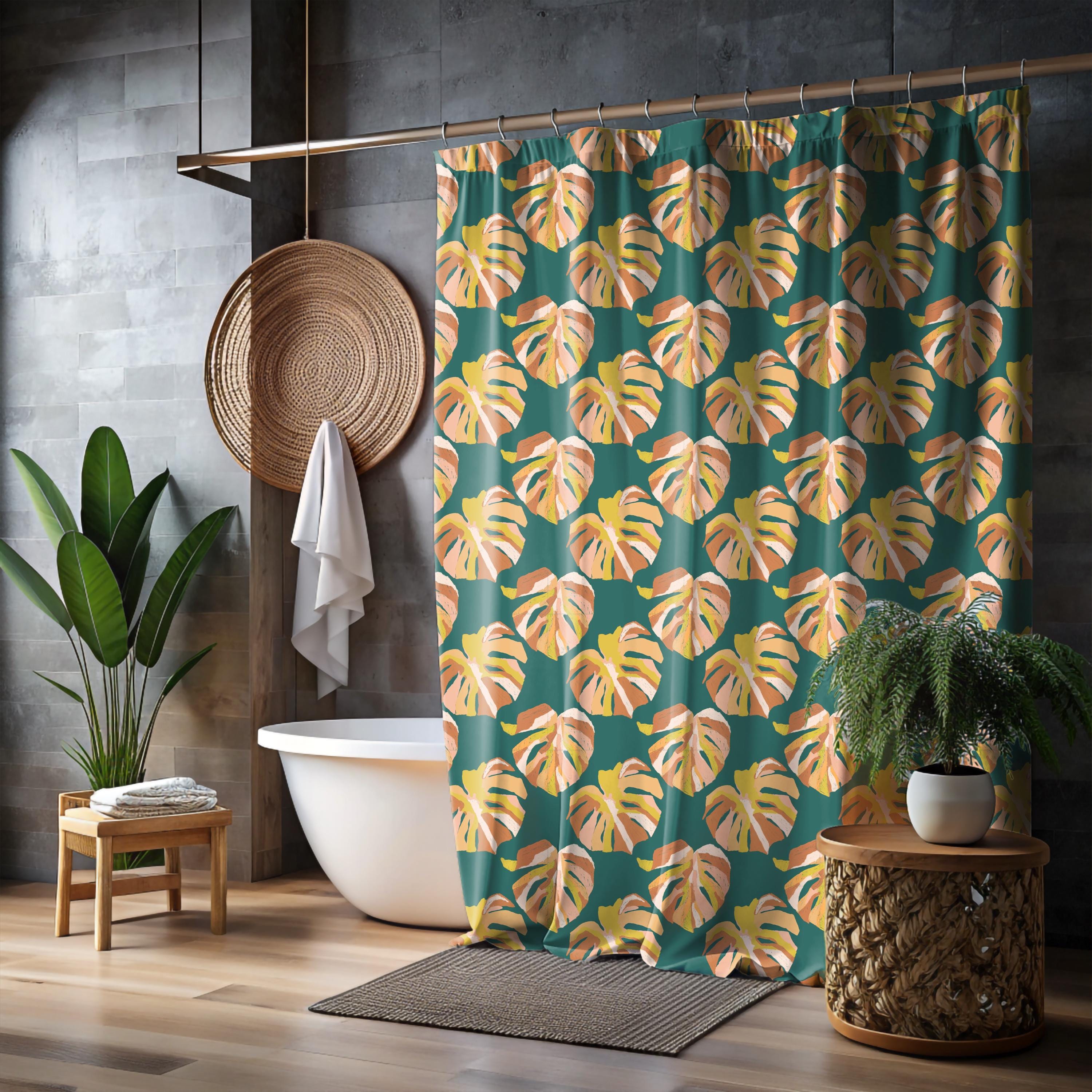 Tropisches Monstera Blatt Duschvorhang Botanisches Badezimmer Dekor Natur  inspiriert Geschenk Hell Boho Pflanze Teal Senf Terrakotta Retro Kunst Warm  - Etsy.de
