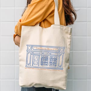 Notting Hill Movie Hugh Grant Julia Roberts The Travel Book Co Shop Cotton Canvas Tote Bag RomCom Movie Lovers Gift Merch Book Reader Gift