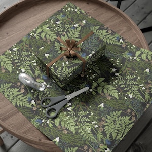 Lighter, Vintage Version: Forest Dark Cottagecore Holiday Greenery Wrapping Paper Roll Rustic Winter Woodland Gift Wrap Pine Farmhouse Gift