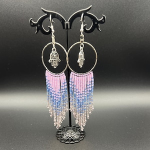 Beaded Fringe Dangle Earrings