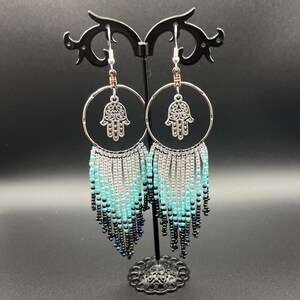 Beaded Fringe Dangle Earrings