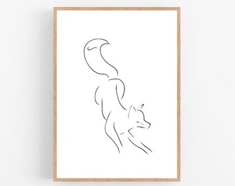 Simple Fox Drawing Etsy