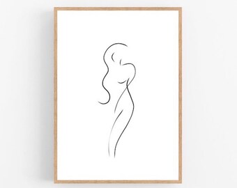 Woman line art, Woman print, Abstract women wall decor, Minimalist art, Modern room decor, Feminist printable wall art, Feminism, Drawing